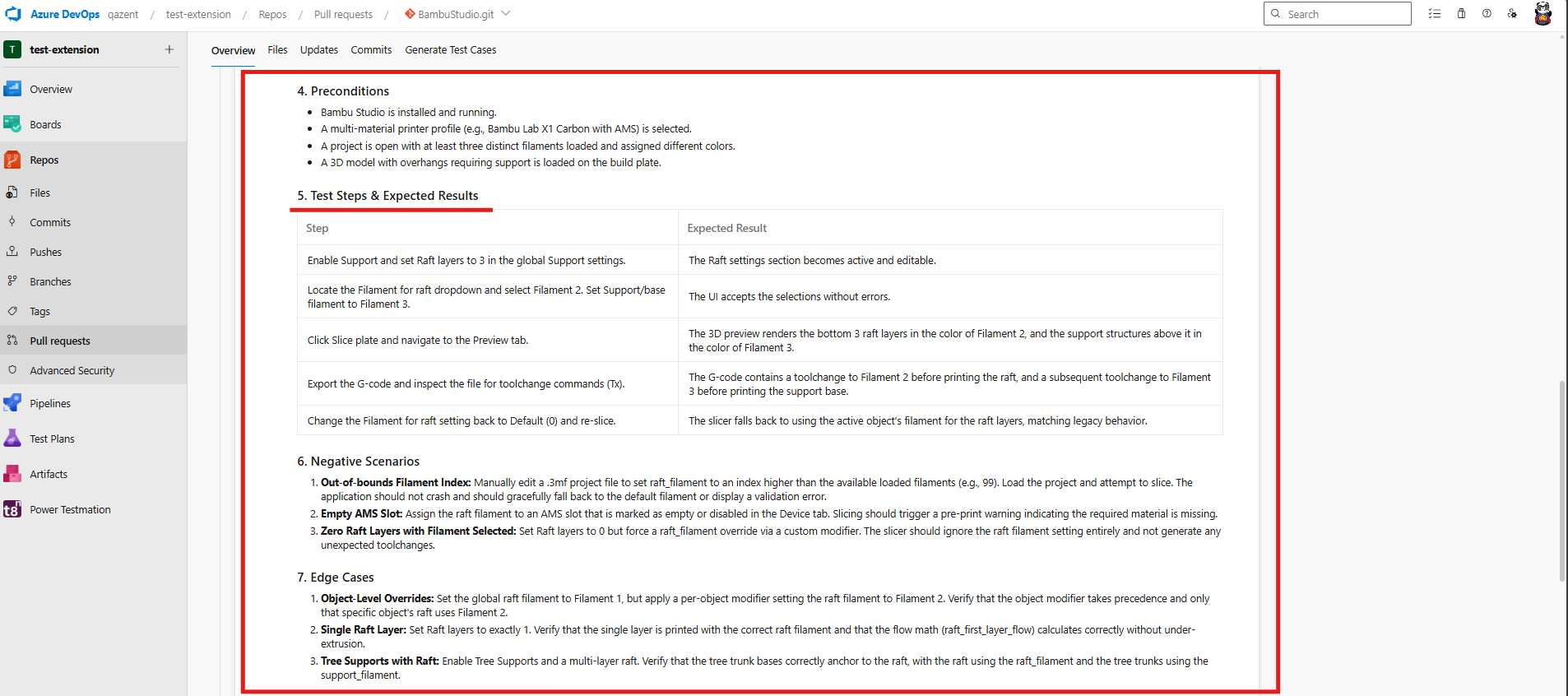 Work item or PR comment created